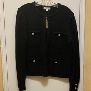 NWT J.Crew Black Size S Lady Cardigan with Jewel buttons